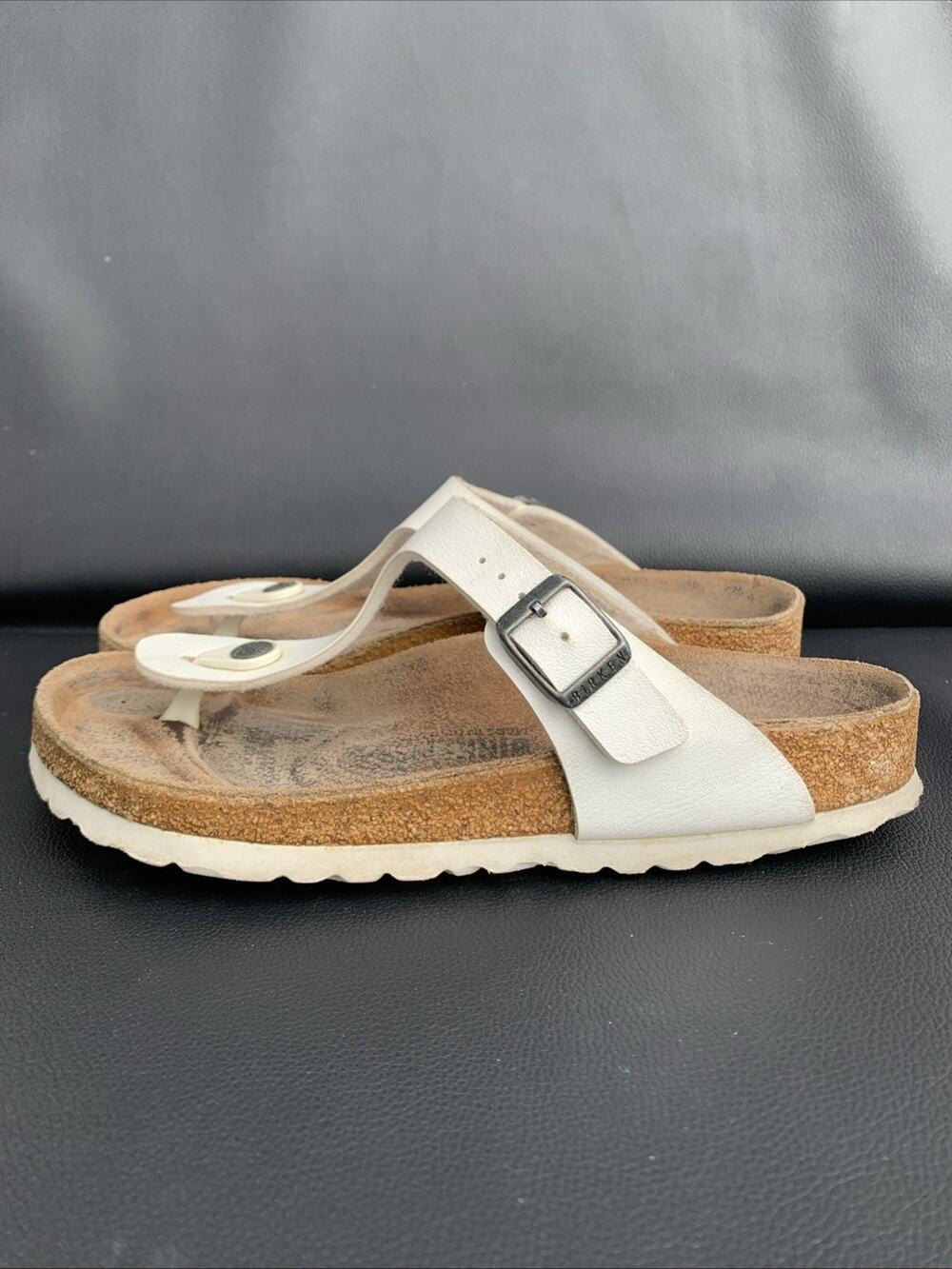 Birkenstock Gizeh White Birko-Flor Thong Sandals Womens EU38 Us 7